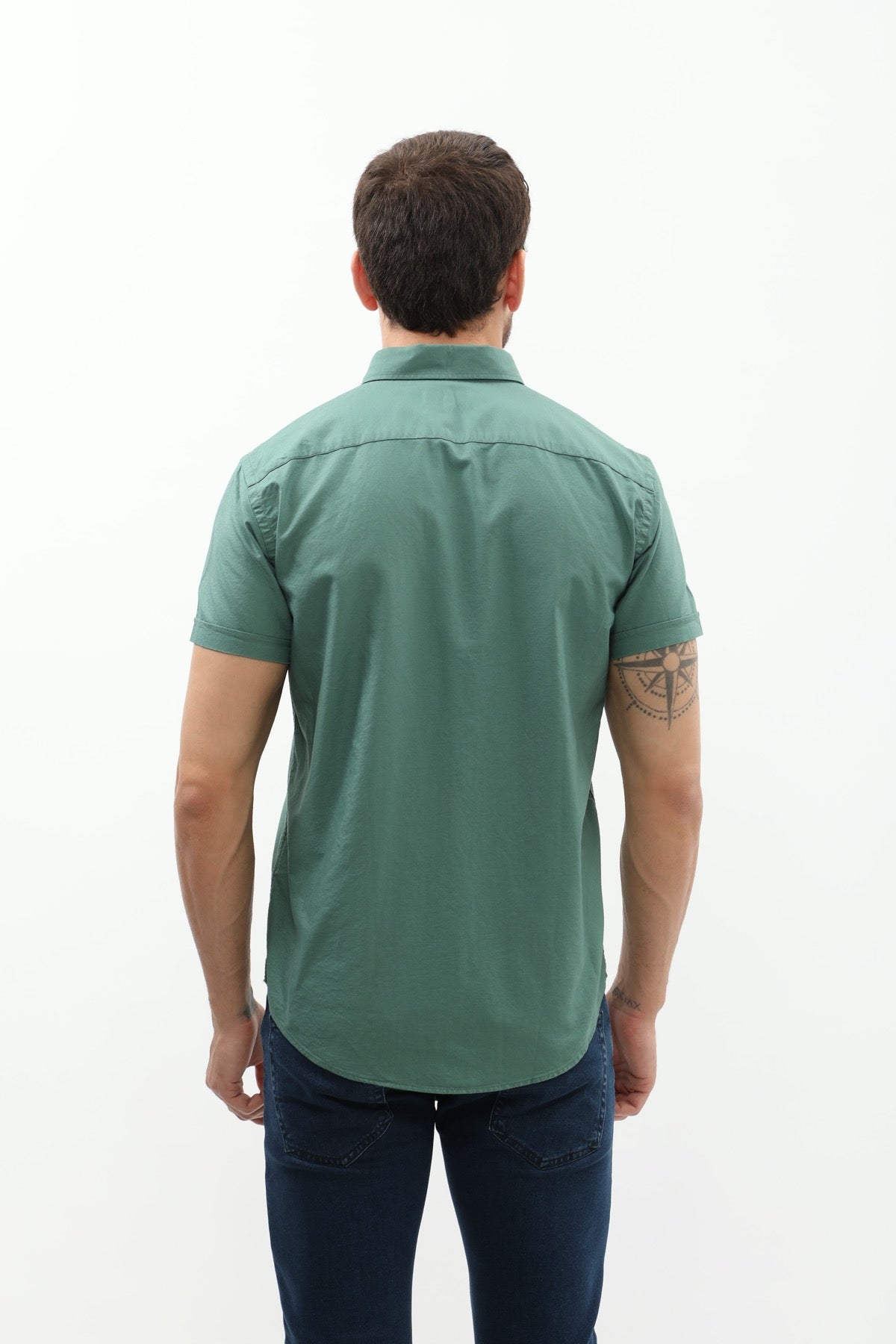 SHIRTSPRO Oxford Regular Fit Short Sleeve Shirt - Button-Down Collar - Smoke Pine