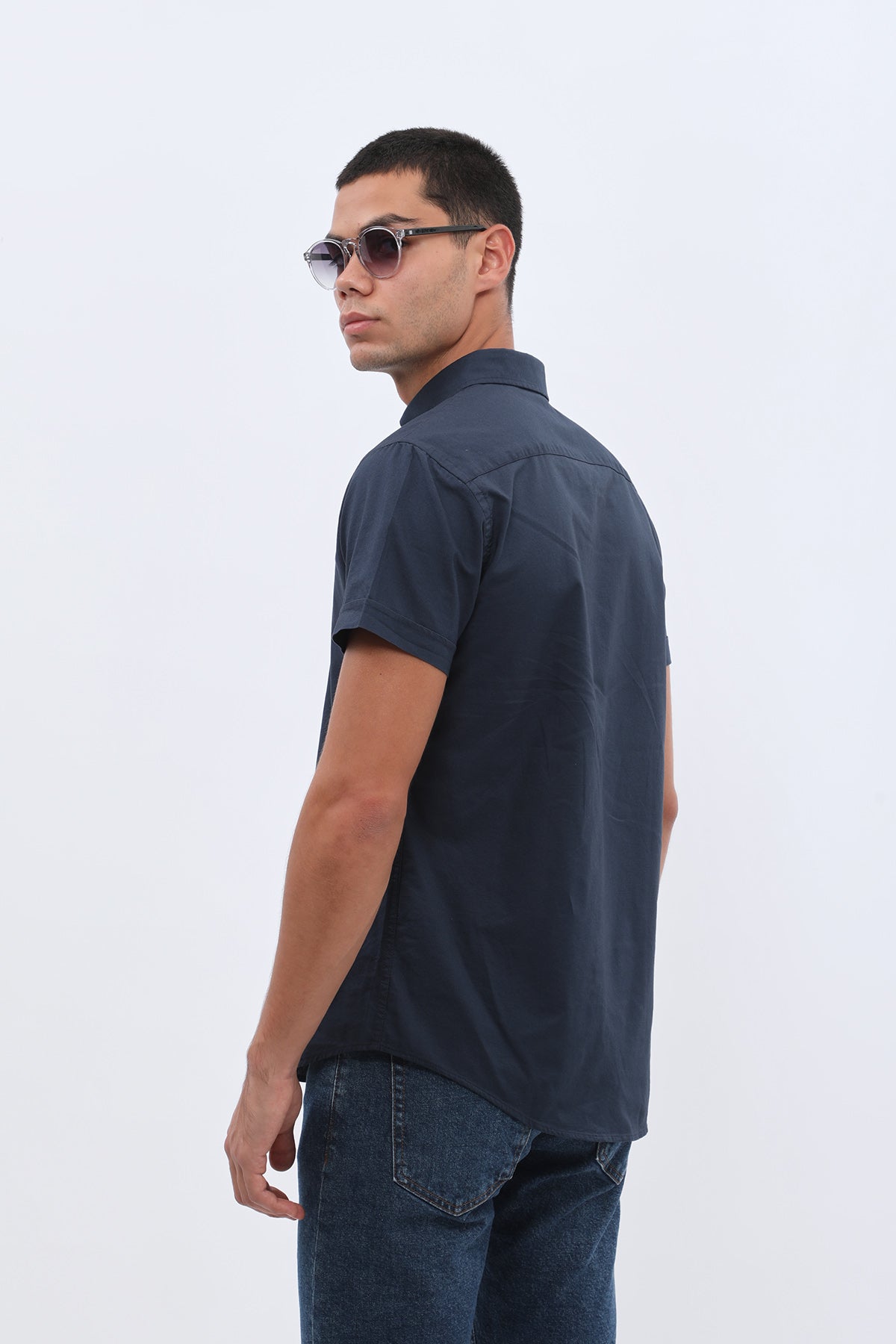 SHIRTSPRO Oxford Regular Fit Short Sleeve Shirt - Button-Down Collar - Blue Berry