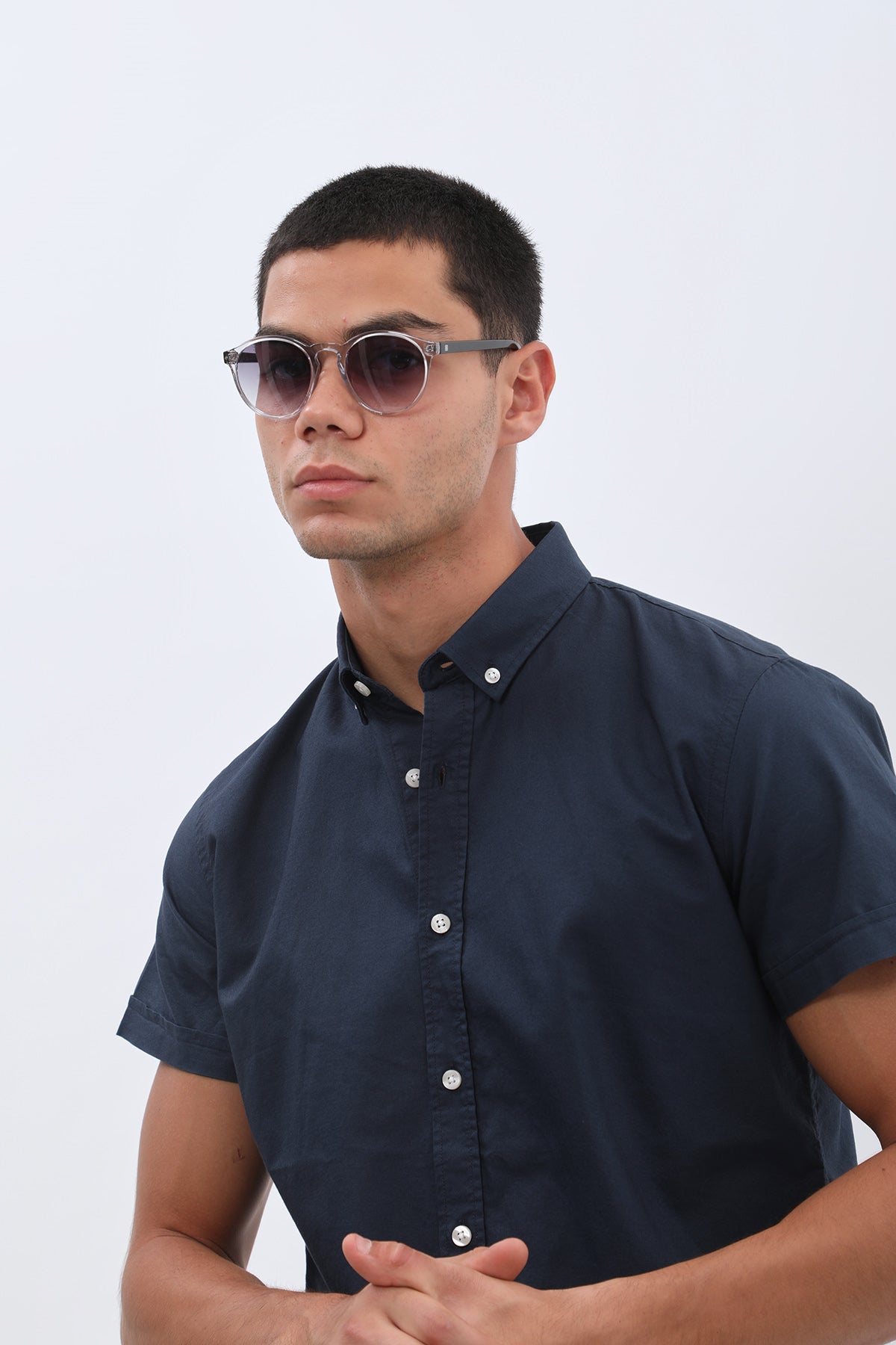 SHIRTSPRO Oxford Regular Fit Short Sleeve Shirt - Button-Down Collar - Blue Berry