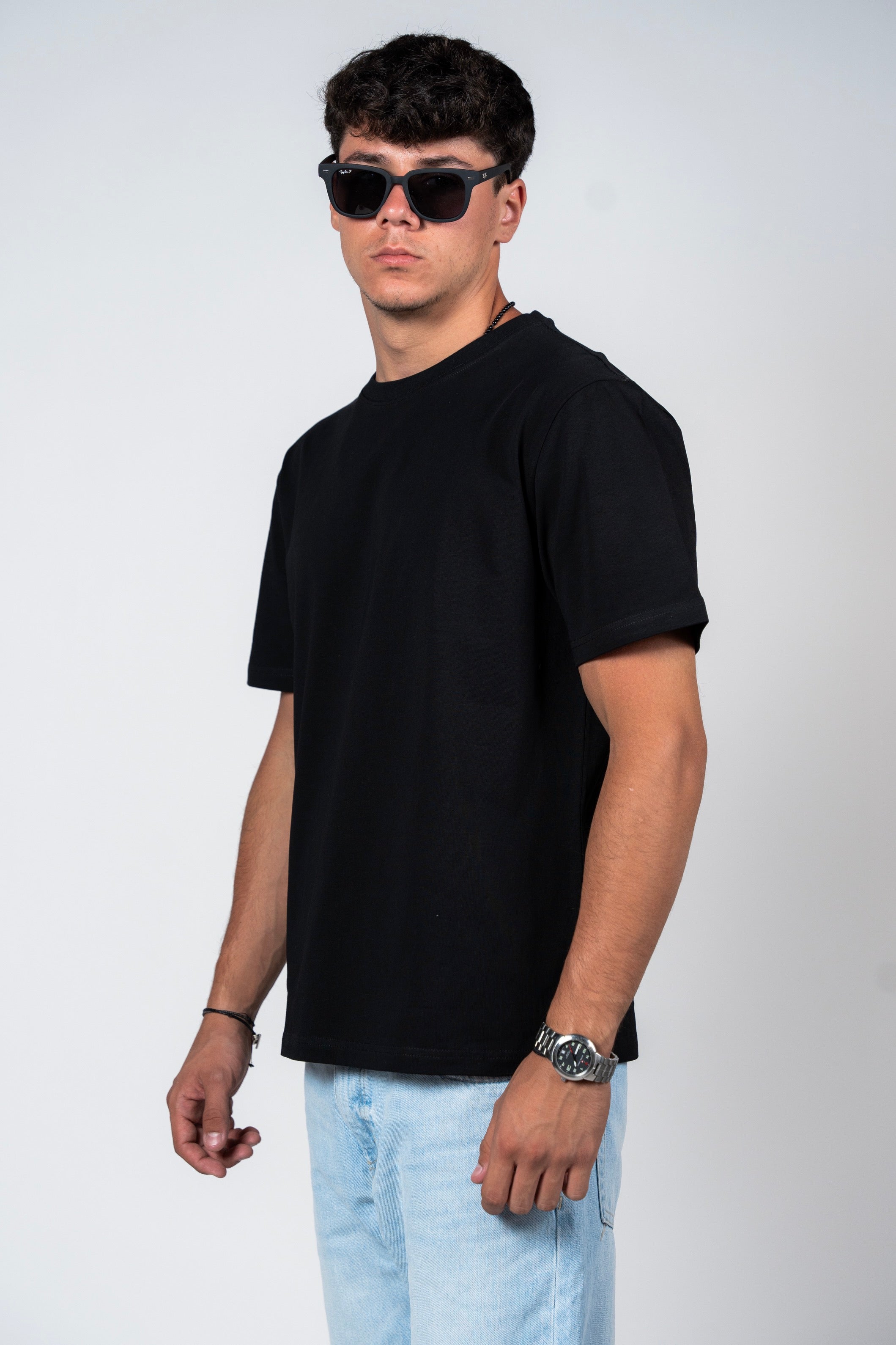 SHIRTSPRO 100% Cotton Regular Fit T-Shirt - Black - oversized